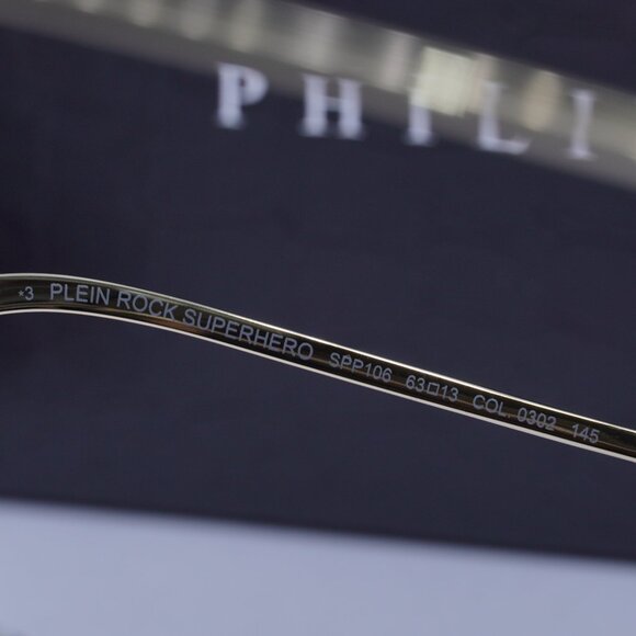 Philipp Plein SPP106M 0302 Aviator Sunglasses – Gold/Smoke - Picture 6 of 10